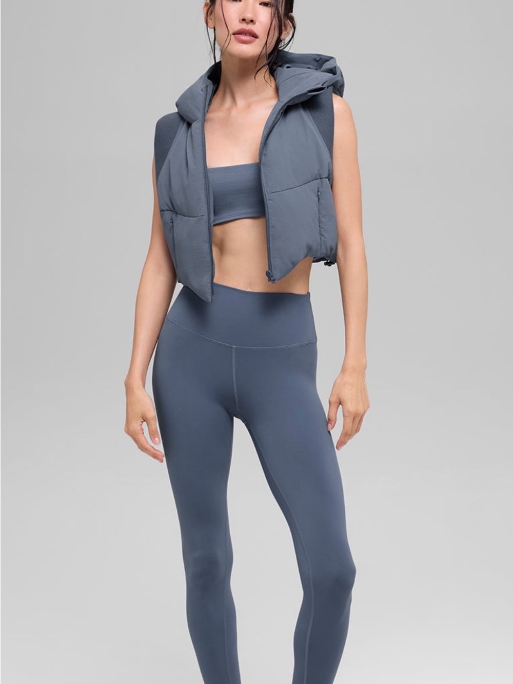 NWT Alo Yoga Fast Lane Puffer Vest Bluestone Size Small - Picture 2 of 6